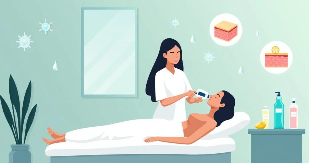 Profissional de estética aplicando tratamento facial em pele bem hidratada