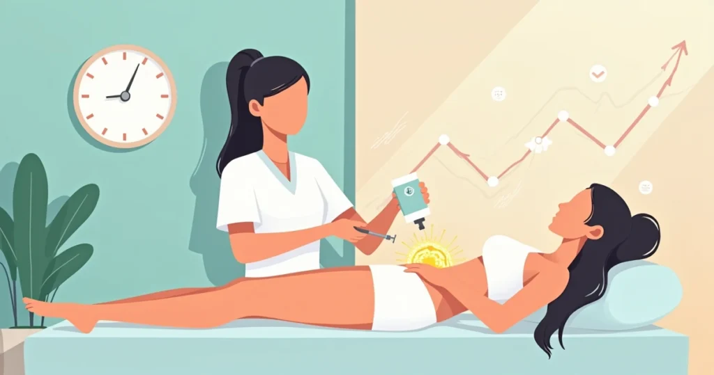 Ilustração de tratamento de radiofrequência corporal em clínica de estética