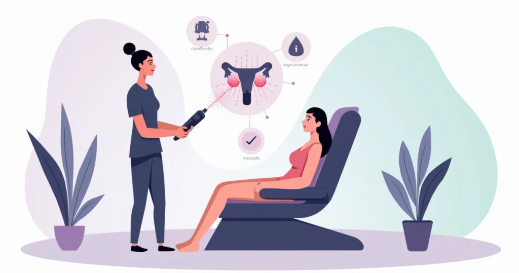 Ilustração conceitual de rejuvenescimento íntimo a laser em clínica de estética