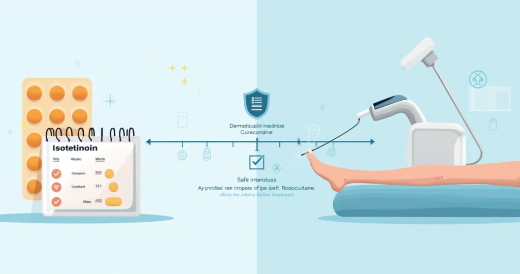 Gráfico ilustrando tempo de espera seguro entre isotretinoína e depilação a laser