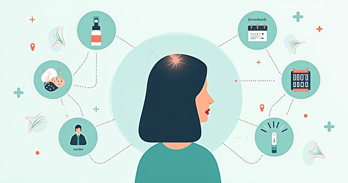 Ilustração sobre avaliação e tratamento para queda de cabelo