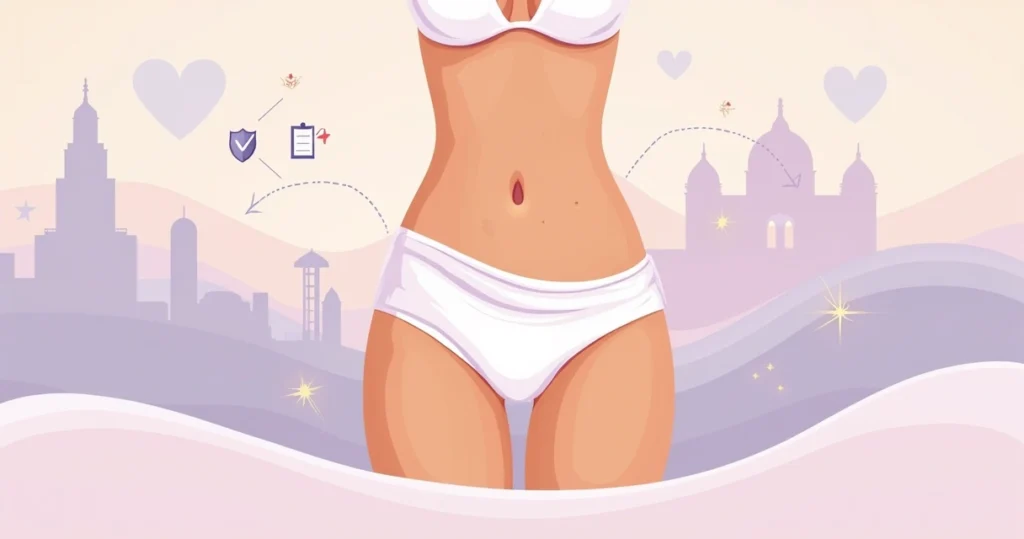 Conceito de clareamento íntimo feminino com tecnologia a laser e segurança em clínica estética